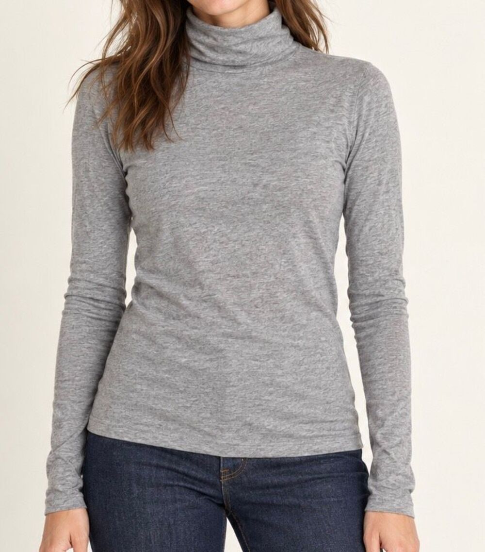 J.Crew Tissue T Gray Cotton Turtleneck Long Sleeve Top XS NWT